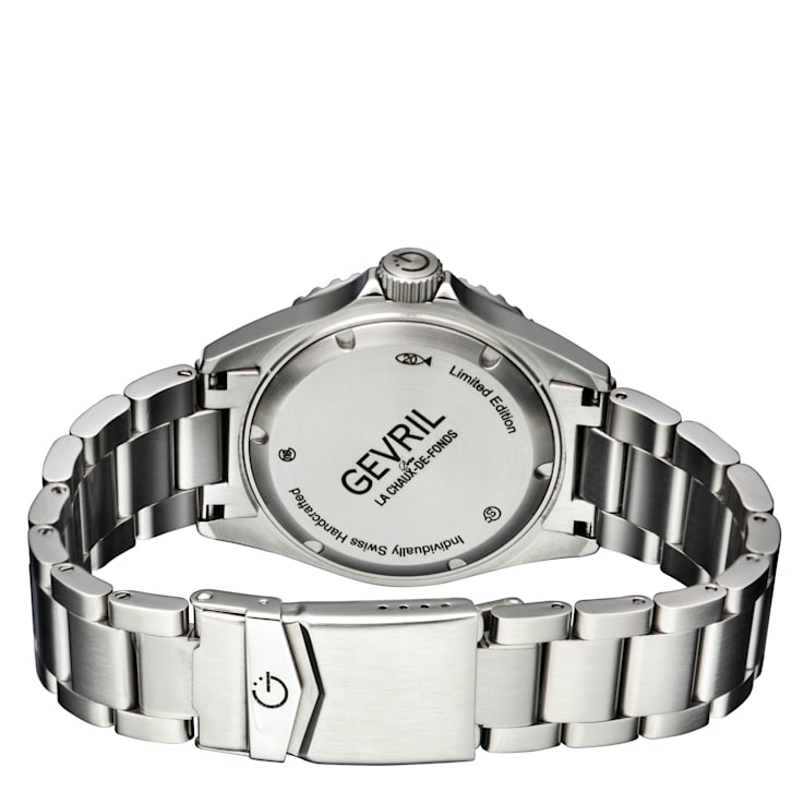 Gevril Men's Wall Street Green Emerald Dial, Green Ceramic Bezel
Stainless Steel Bracelet