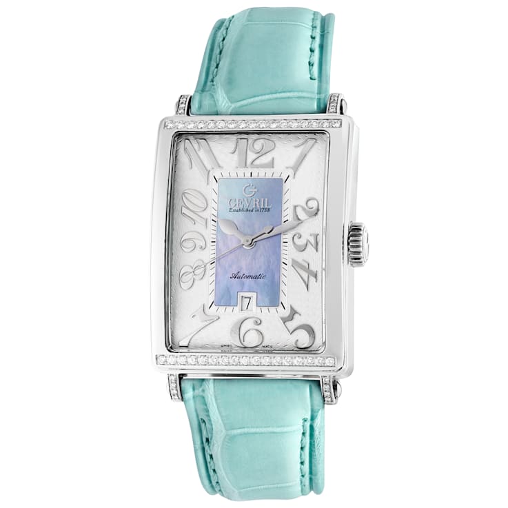 Gevril Women's Avenue of Americas Glamour MOP Dial Leather Watch
