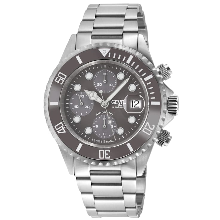 Gevril Men's Wall Street Chrono Blk Dial Blk Ceramic Bezel 316L
Stainless Steel Bracelet