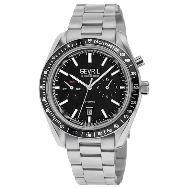 Gevril Men's Lenox Stainless Steel Black Dial Automatic Watch