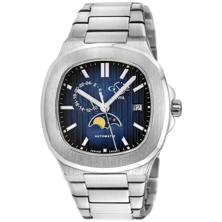 GV2 Men's Potente Moon Phase Swiss Automatic Watch, Stainless Steel  Bracelet