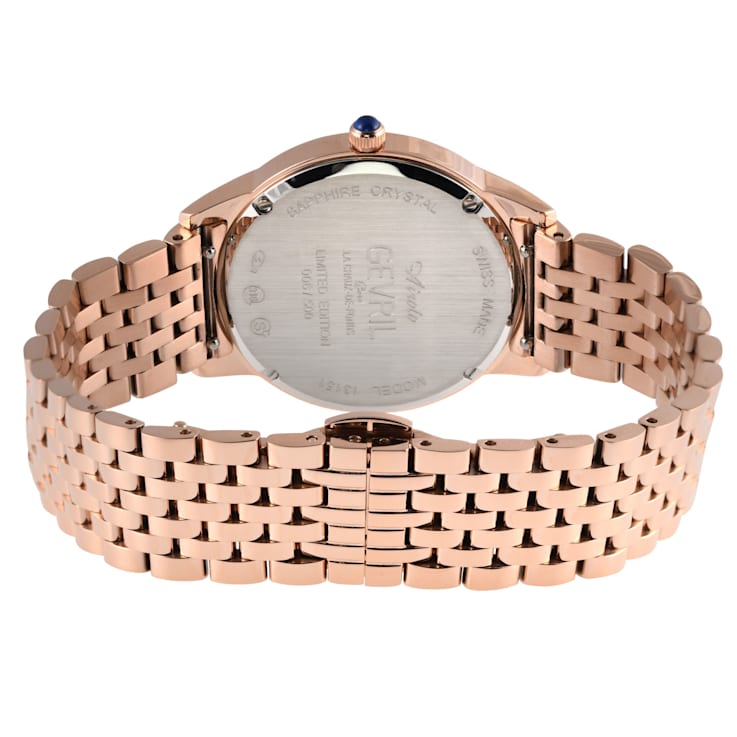 Gevril Women's Airolo Swiss Diamond Watch, Stainless Steel IPRG Bracelet