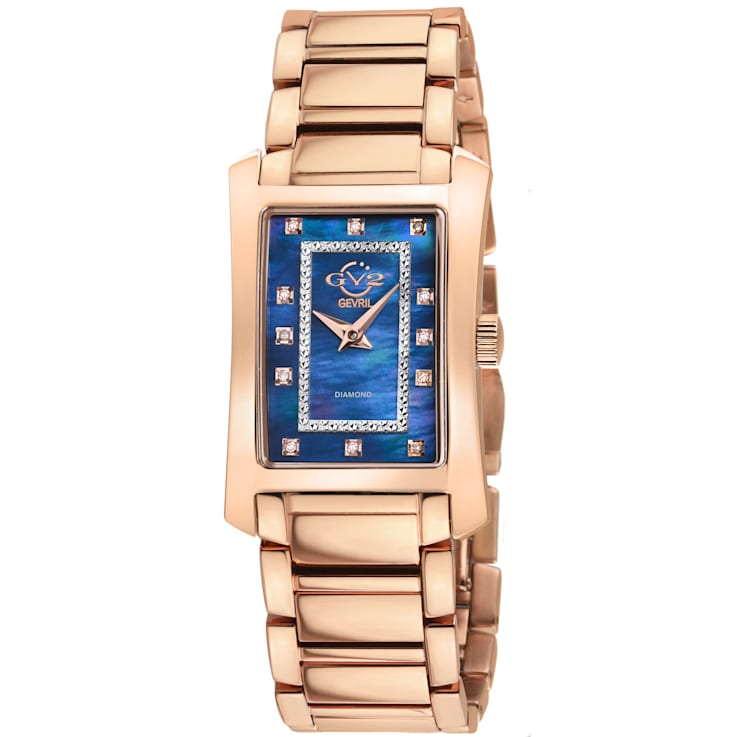 GV2 Womens Luino Diamond Blue MOP Dial, 316L Stainless Steel IPRG Watch