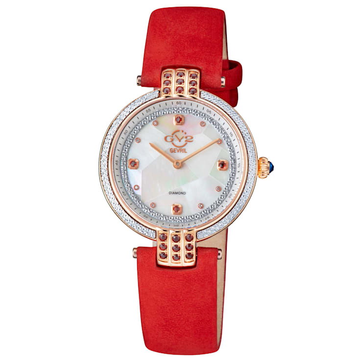 Gv2 By Gevril Women's 12804 Matera Diamonds MOP Dial Green Suede Swiss
Quartz Watch