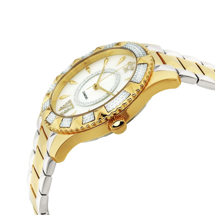 Gv2 By Gevril Women's 11714-425 Venice White MOP Dial Two-Tone IP Steel Wristwatch