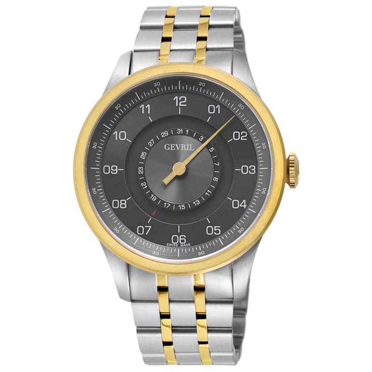 Gevril Jones St. Men's Swiss Automatic, Two toned SS IPYG Bracelet Watch
