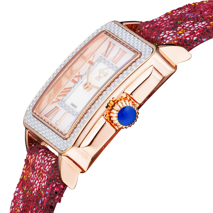 GV2 by Gevril Women's 12316F Padova Floral MOP Dial Swiss Quartz Diamond Watch