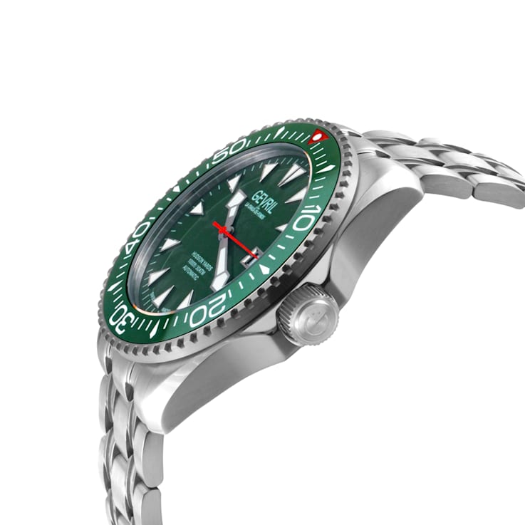 Gevril Men's Hudson Yards green dial Stainless steel watch