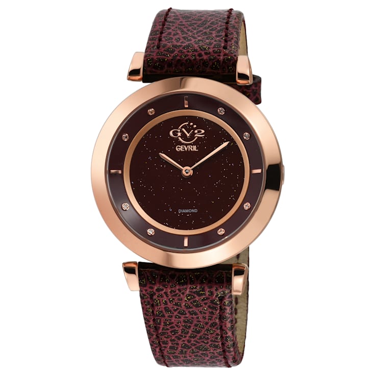 GV2 Womens Lombardy Watch, Burgundy strap