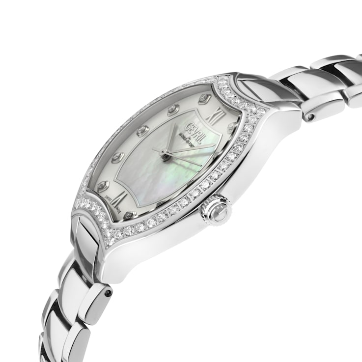 Gevril Women's Lugano Swiss Diamond Watch, Stainless Steel Bracelet Watch