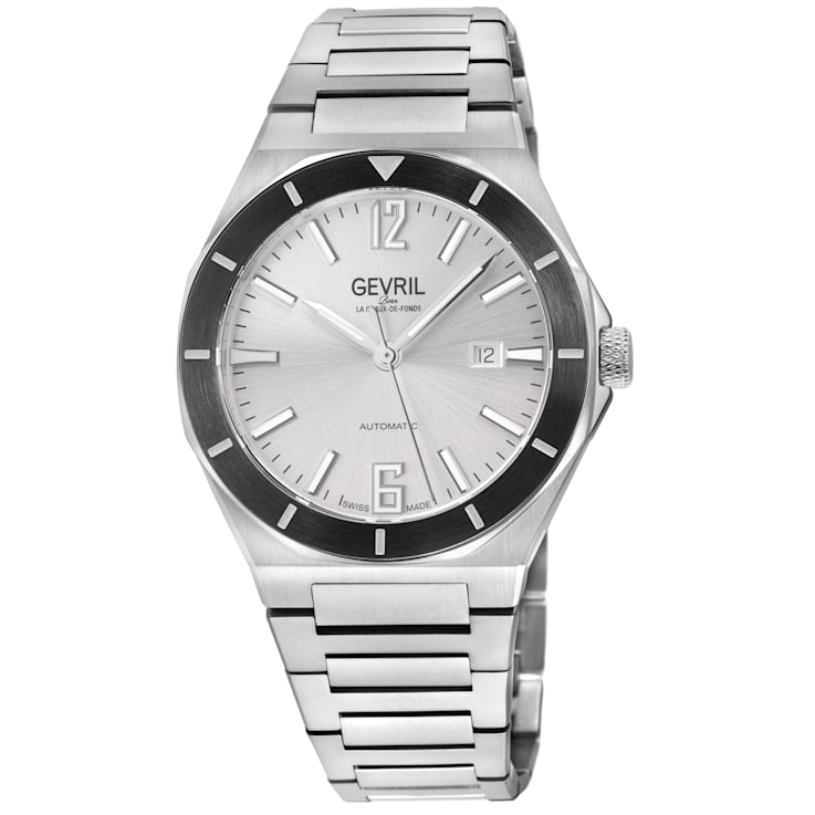 Gevril Men's High Line Automatic Watch SS Case, Black Sapphire Crystal
Top Ring, SS Bracelet