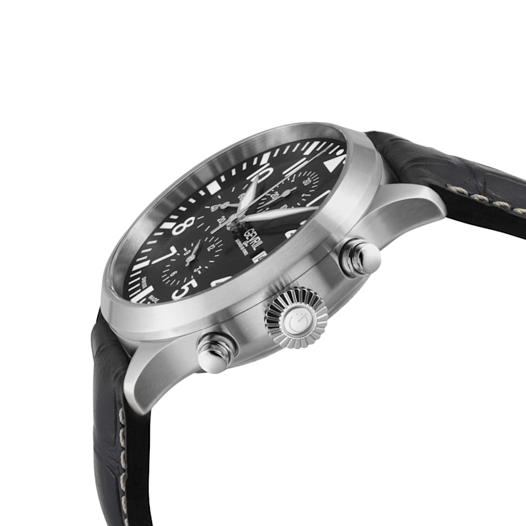Gevril Men's Vaughn 316L Stainless Steel Case, Black Dial, Genuine Black
Leather Watch