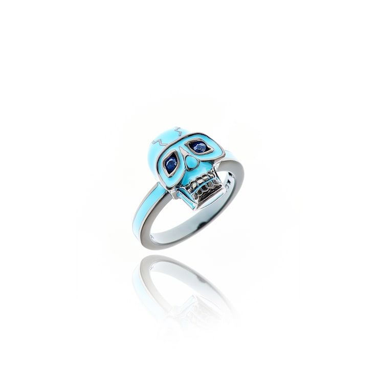MCL Design Blue Sapphire Skull Ring