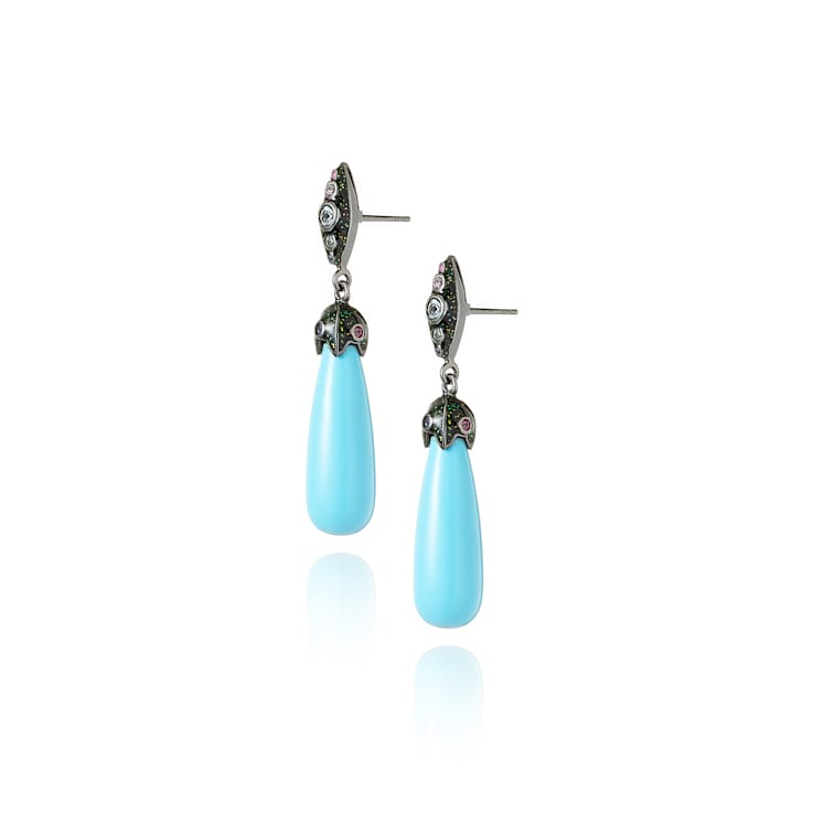 MCL Design Turquoise & Sapphire Drop Earrings