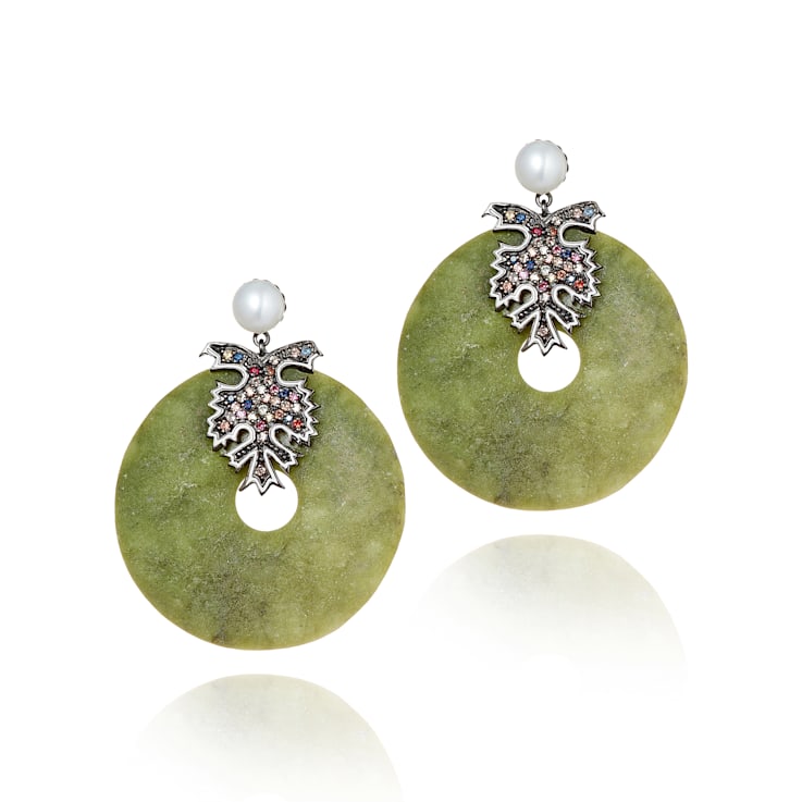 MCL Design Sapphire Jasper Pearl Earrings