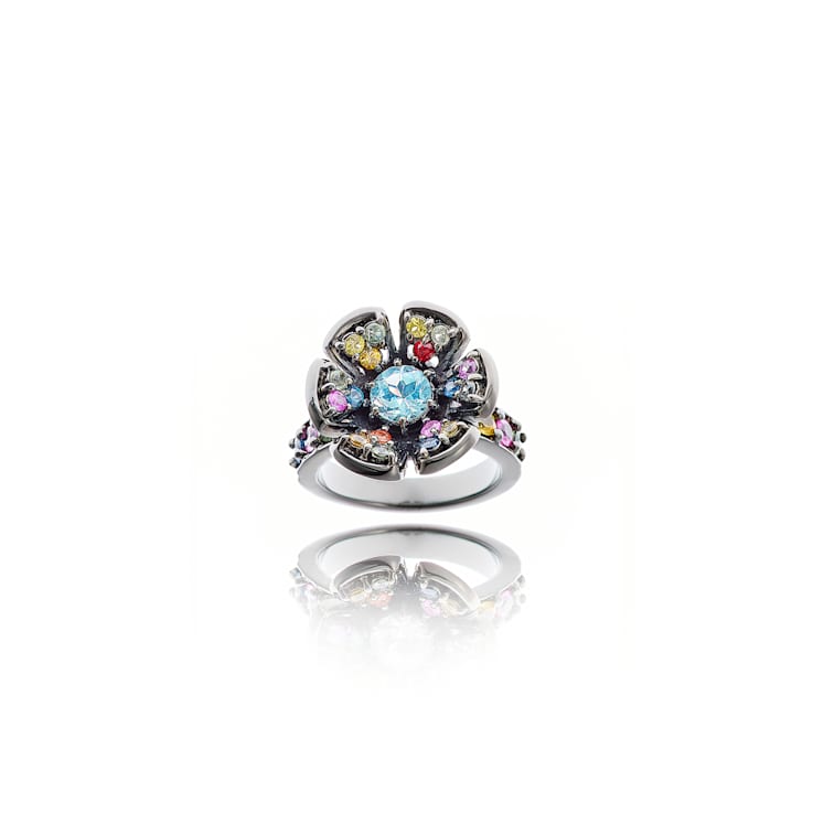 MCL Design Sapphire & Blue Topaz Flower Ring