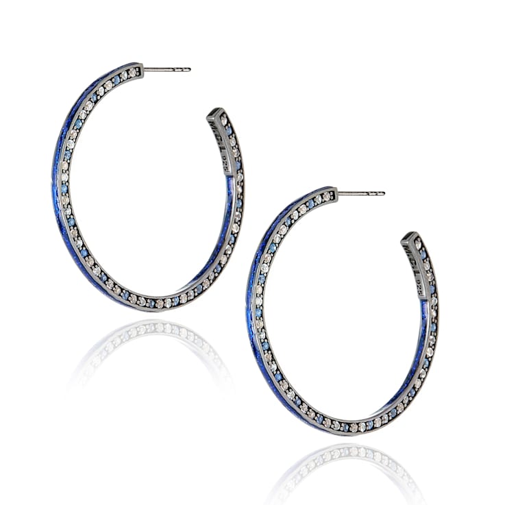 MCL Design Sapphire Enamel Hoop Earrings