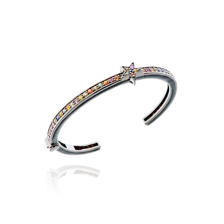MCL Design Single Pave Sapphire Star Cuff Bracelet