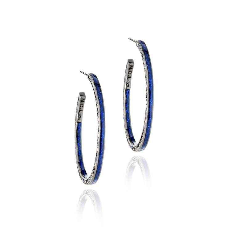 MCL Design Sapphire Enamel Hoop Earrings