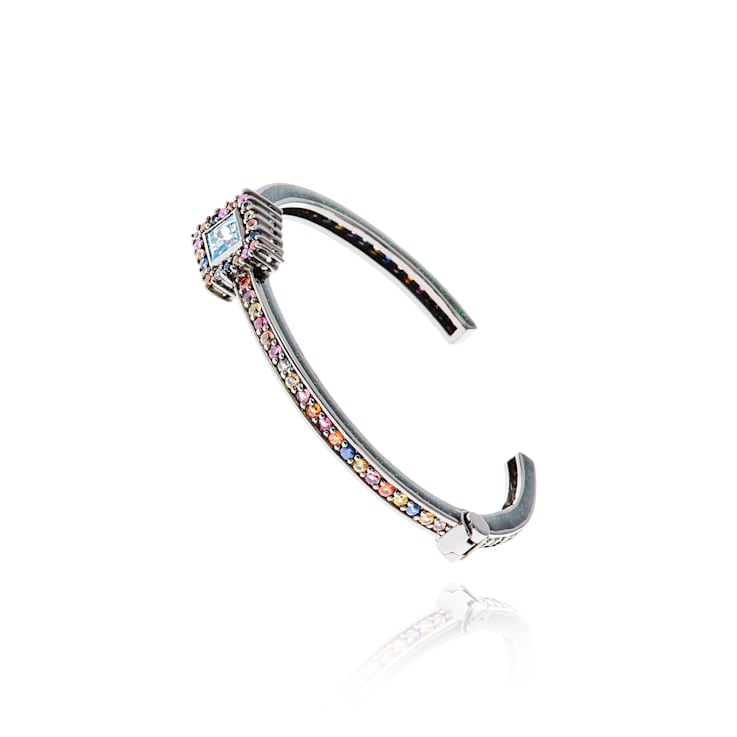 MCL Design Square Single Pave Sapphire & Blue Topaz Cuff Bracelet