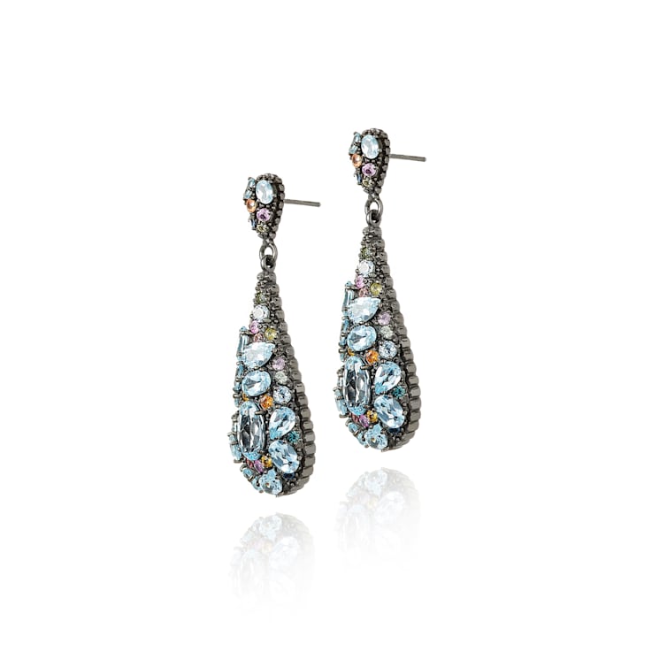 MCL Design Flat Gem Drop Earrings