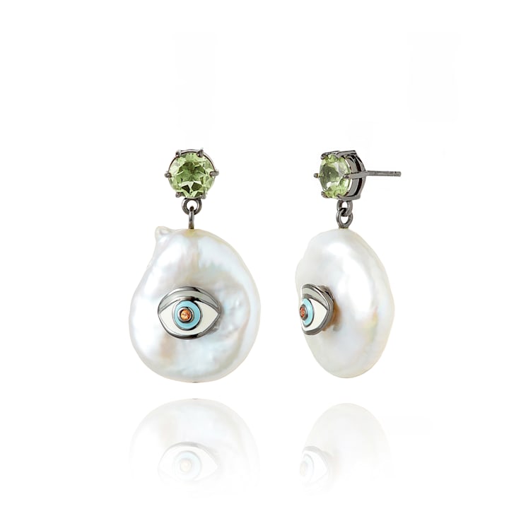 MCL Design Eye Prasiolite Drop Earrings