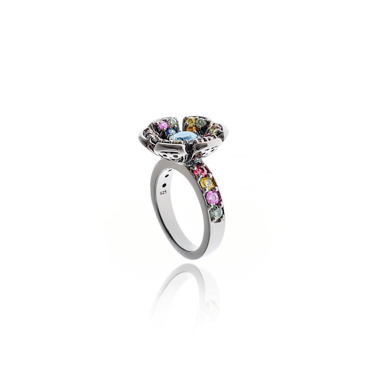 MCL Design Sapphire & Blue Topaz Flower Ring
