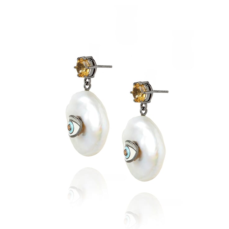 MCL Design Eye Yellow Sapphire Drop Earrings