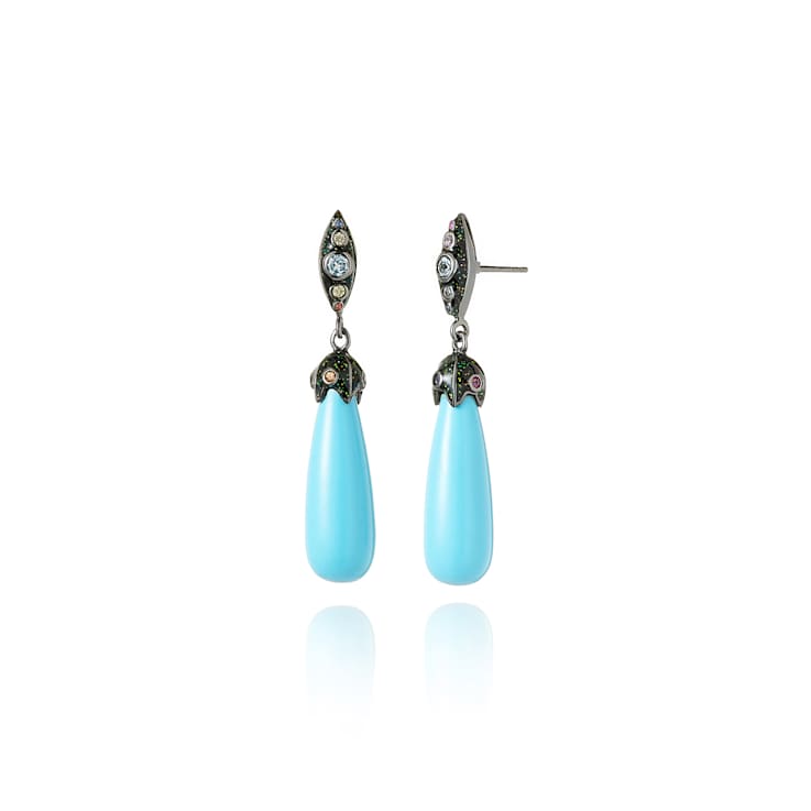 MCL Design Turquoise & Sapphire Drop Earrings