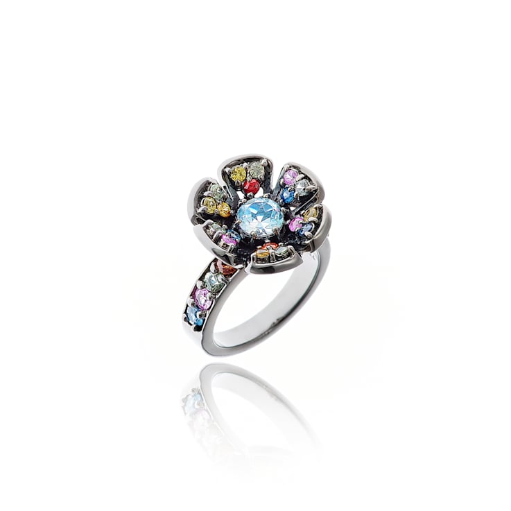 MCL Design Sapphire & Blue Topaz Flower Ring