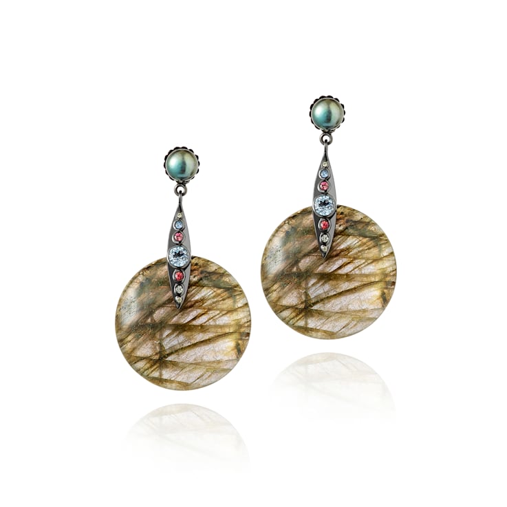 MCL Design Labradorite Pearl Drop Earrings