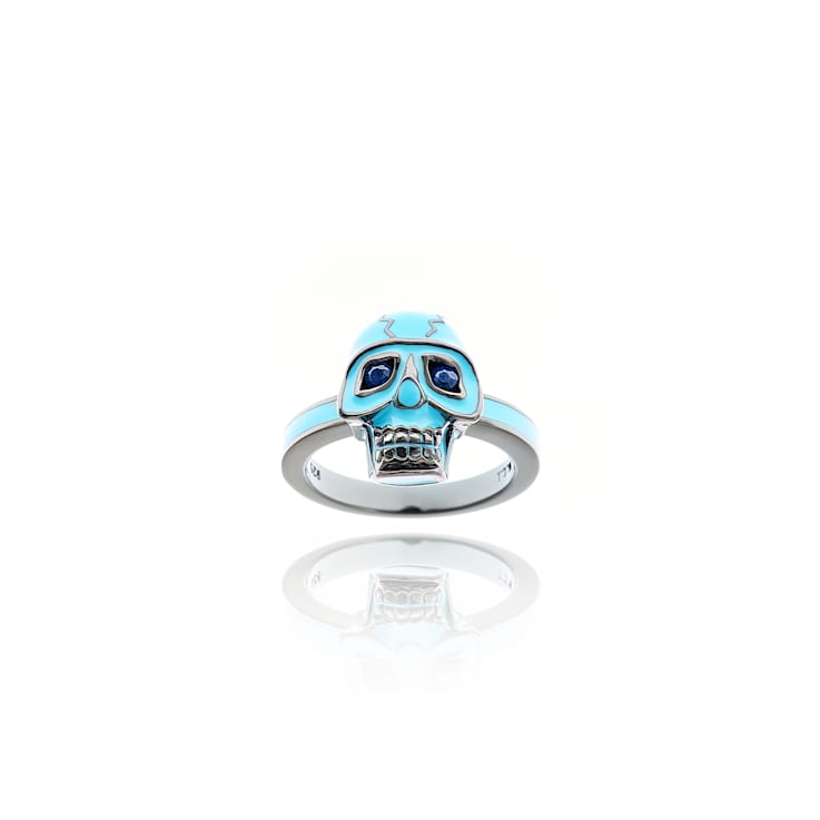 MCL Design Blue Sapphire Skull Ring
