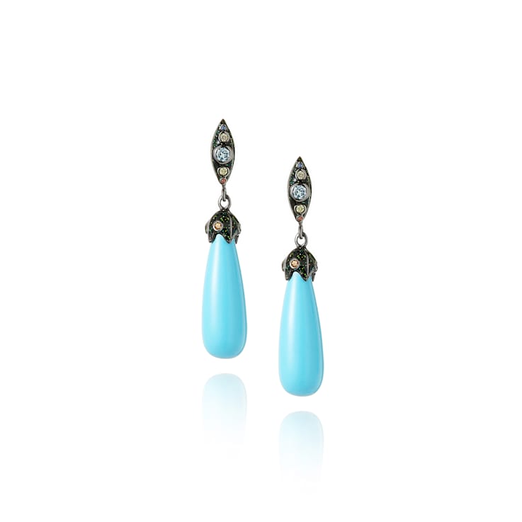MCL Design Turquoise & Sapphire Drop Earrings