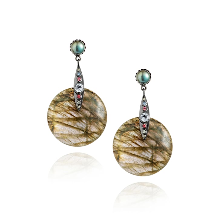 MCL Design Labradorite Pearl Drop Earrings