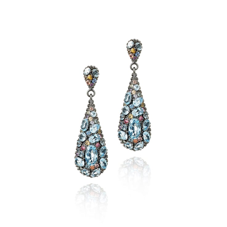 MCL Design Flat Gem Drop Earrings