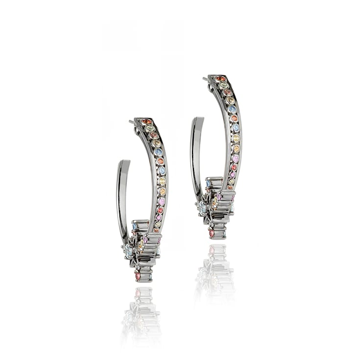 MCL Design Sapphire Blue Topaz Star Hoop Earrings