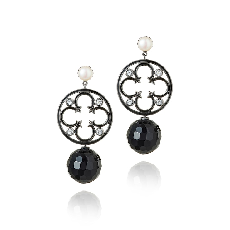 MCL Design Black & White Gemstone Drop Earrings