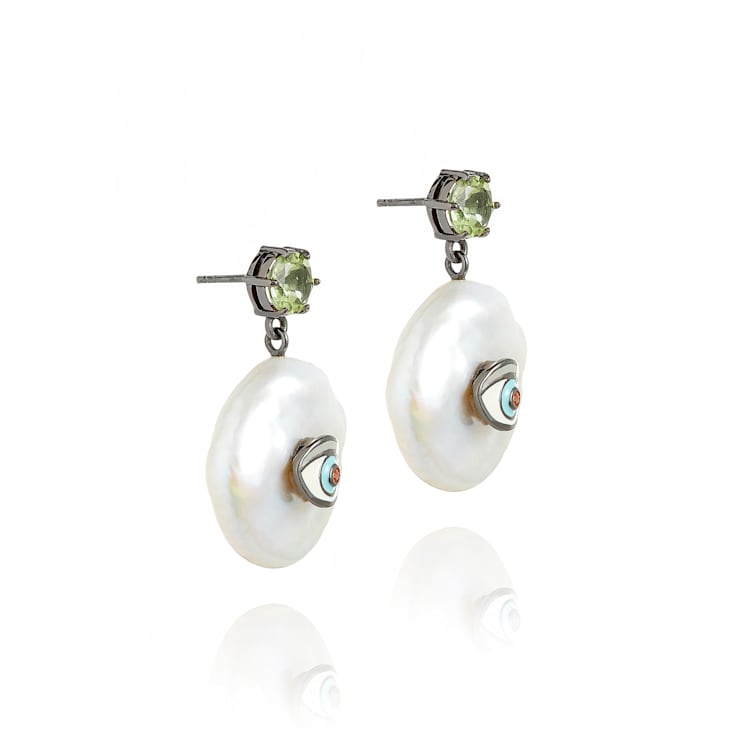 MCL Design Eye Prasiolite Drop Earrings