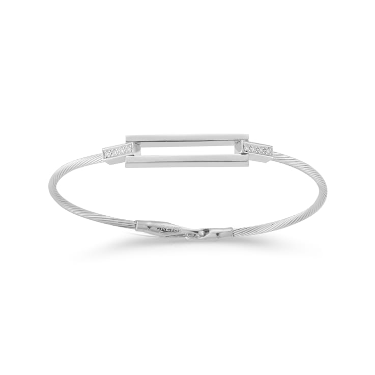 14K White Gold 0.07 ct. tw. Diamond Wire Bracelet