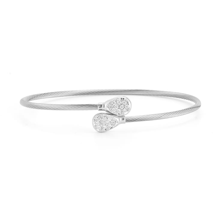 14K White Gold 0.18 ct. tw. Diamond Wire Bangle