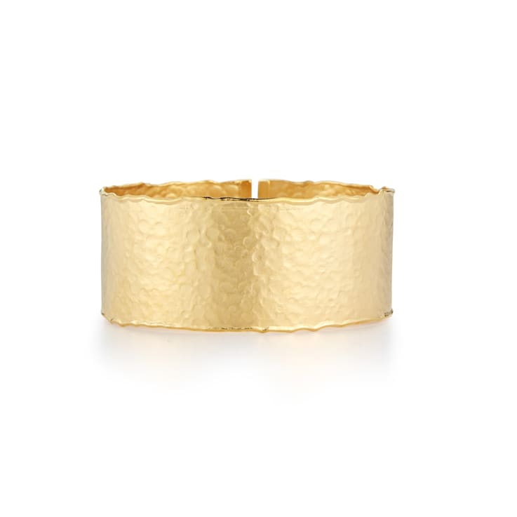14K Yellow Gold Cuff Bracelet, Embellished with 0.35ct Diamonds