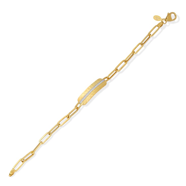 14K Gold 0.11 ct. tw. Open Link Dog Tag Bracelet