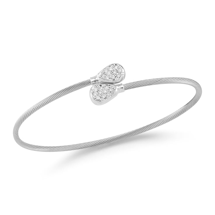 14K White Gold 0.18 ct. tw. Diamond Wire Bangle