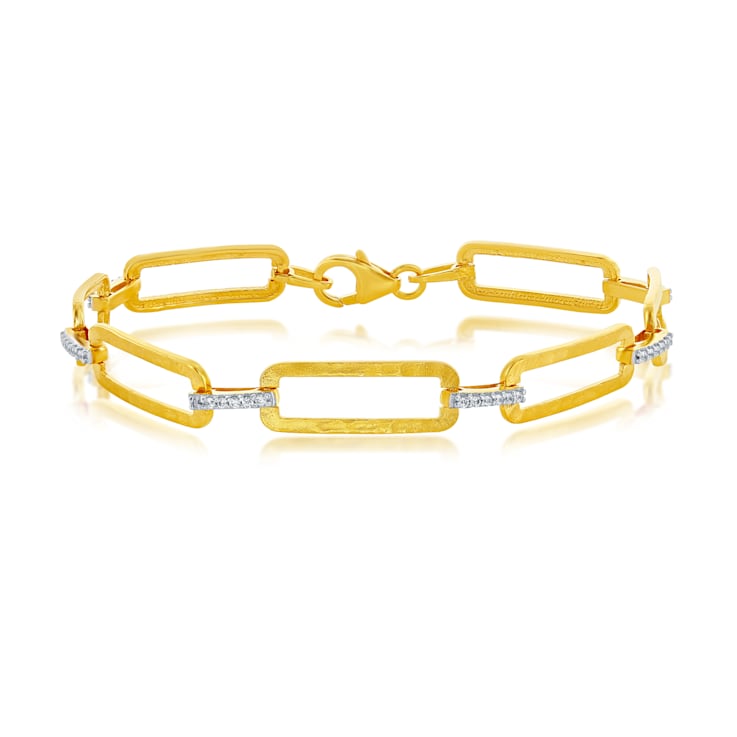 14K Gold 0.22 ct. tw. Open Rectangle Link Bracelet