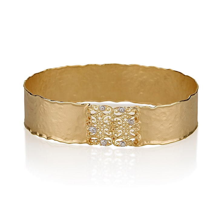 14K Gold 0.04 ct. tw. Diamond Cuff