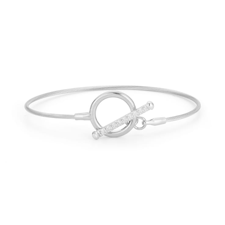 14K White Gold 0.08 ct. tw. Diamond Toggle Wire Bracelet