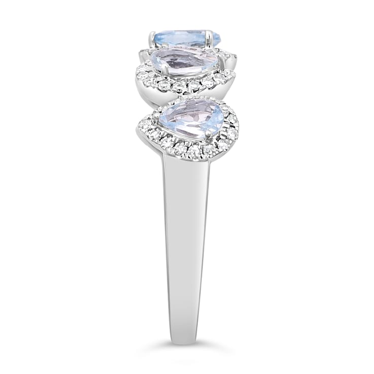 14K White Gold 1.00ctw Pear Aquamarine & 0.23ctw Diamond Ring