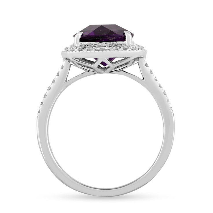 14K White Gold with 2.50 ctw African Amethyst and Diamond Ring