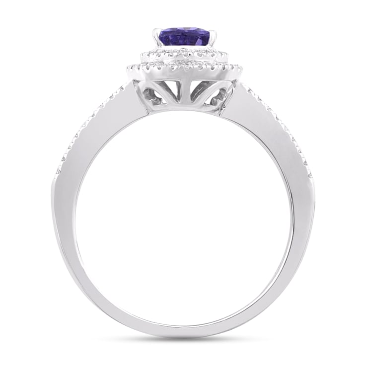 14K White Gold, 0.64ctw  Pear Tanzanite & 0.23ctw Diamond Split
Shank Ring