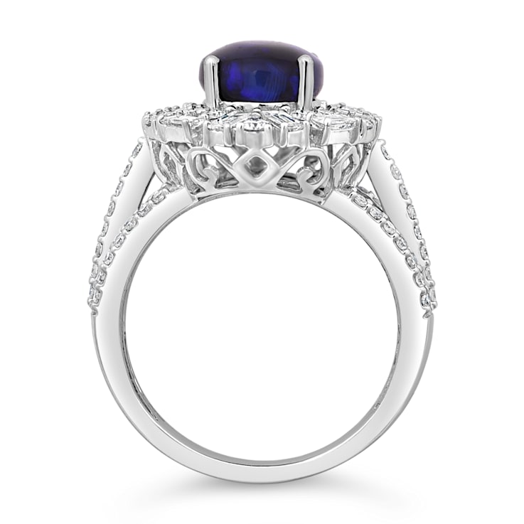 14K White Gold 2.86ctw Australian Lighting Ridge Opal & 0.95ctw
Diamond Ring